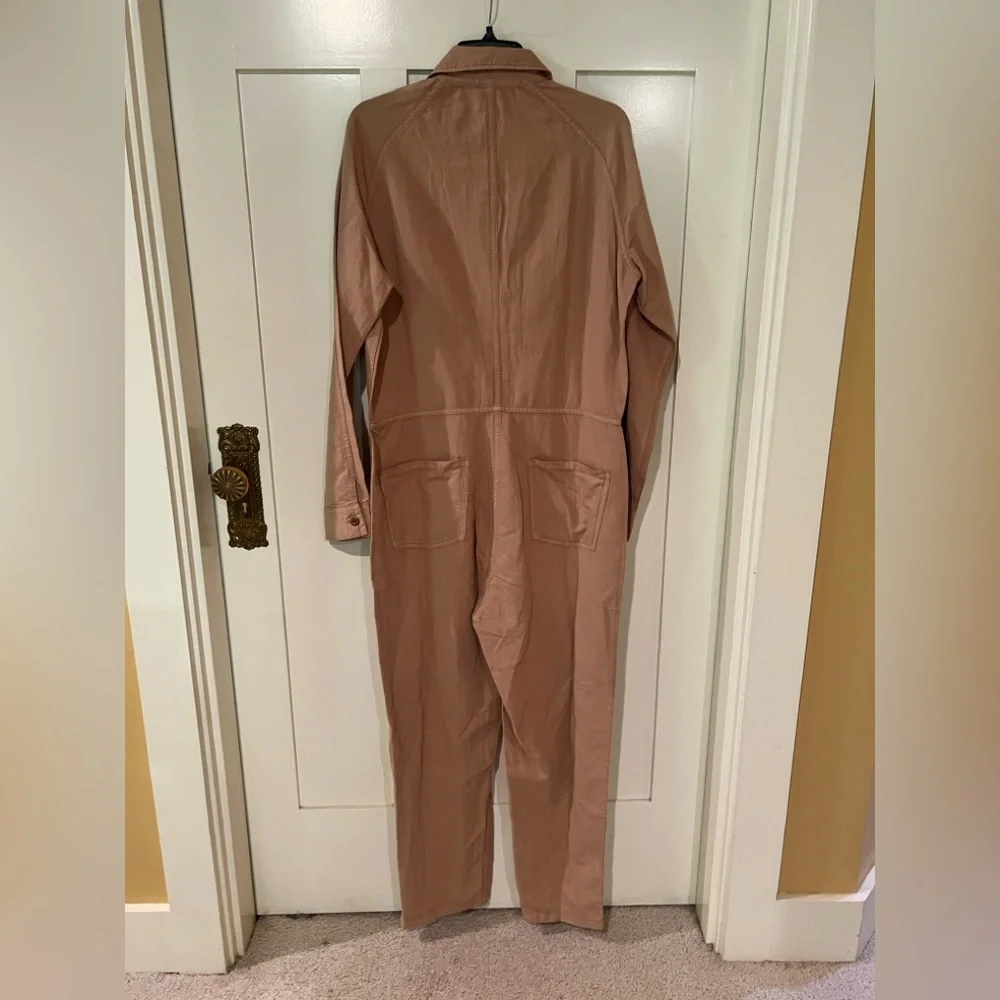 Outerknown STATION Long Sleeve Utility Jumpsuit Sand/Tan Sz L NWT $178 Linen - Picture 4 of 16